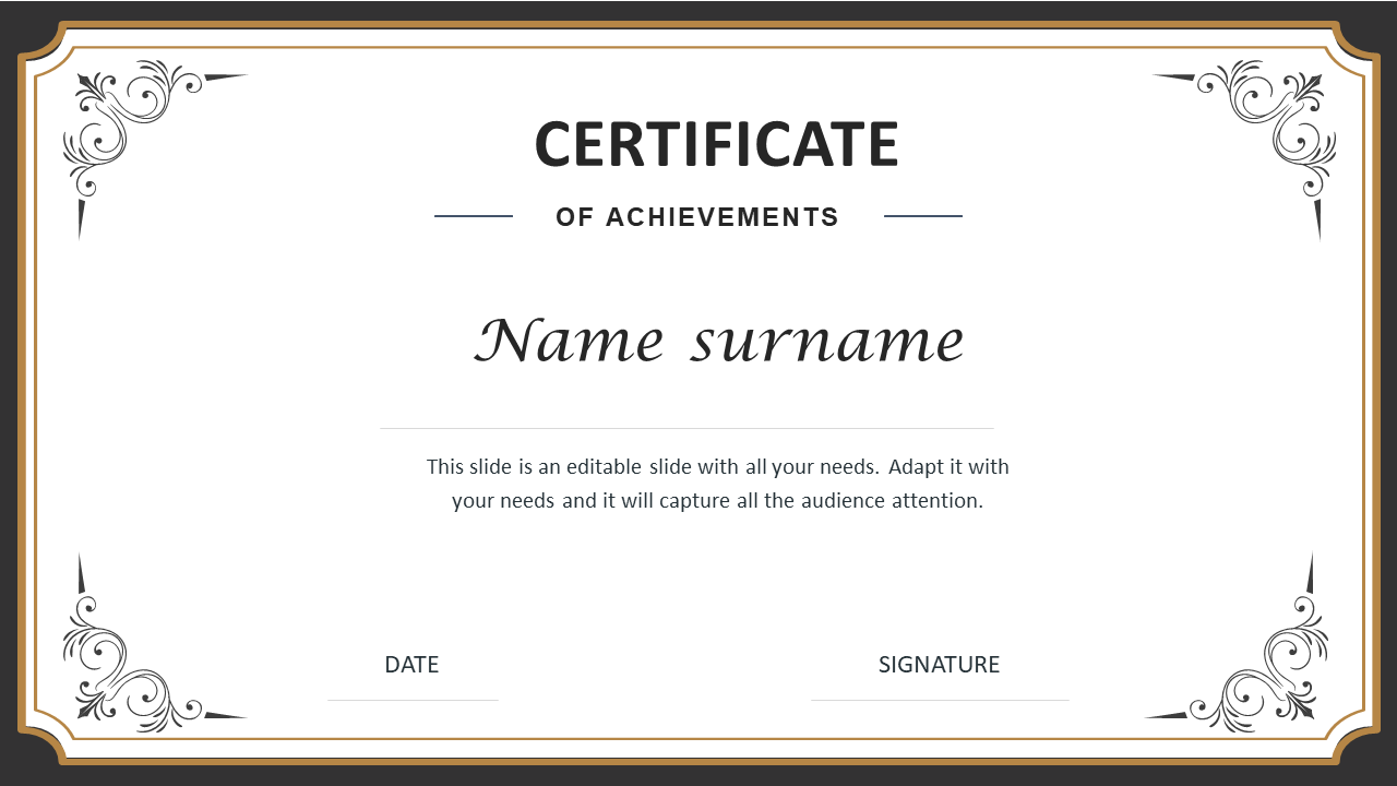 Certificate of Achievement PPT Template and Google Slides